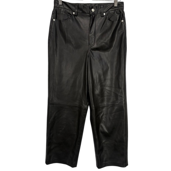 Blank NYC The Baxter High Waist Faux Leather Wide Straight Leg Pants Size 30 - Picture 2 of 9
